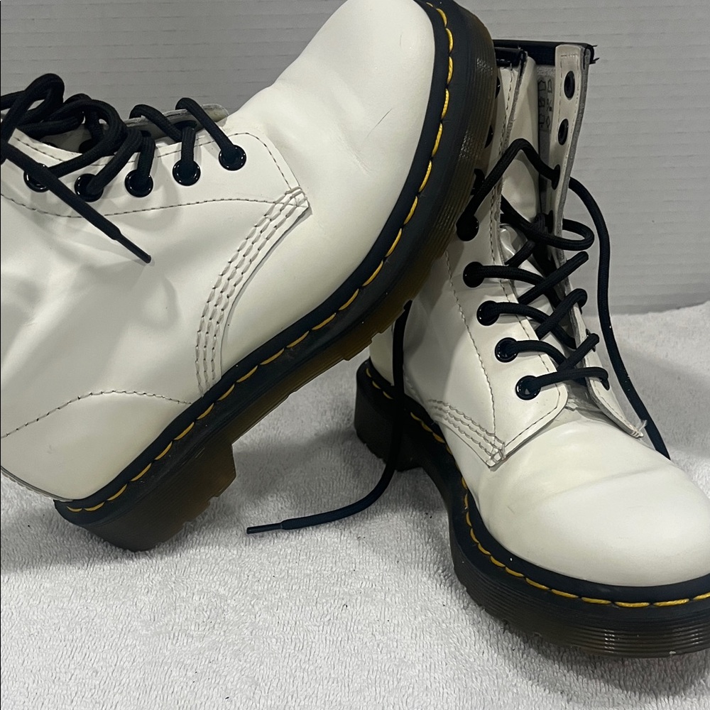 Dr. Martens White Lace-Up Boots with Black Laces